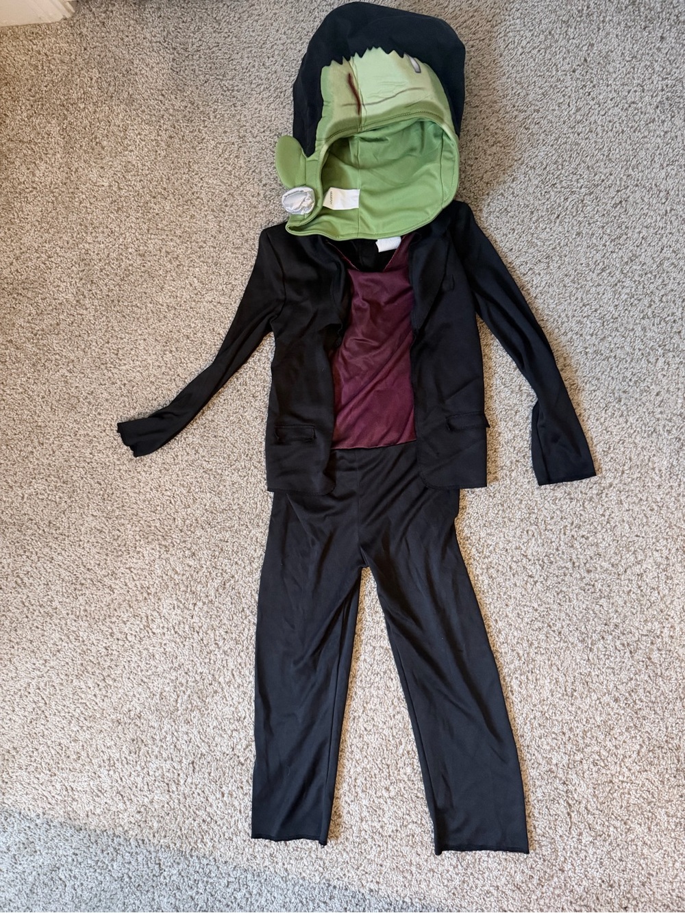 Disguise Kids Black Jacket & Green Frankenstein Hood Costume